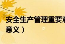 安全生产管理重要意义（企业安全生产的重要意义）