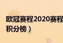 欧冠赛程2020赛程表积分榜（欧冠赛程2020积分榜）