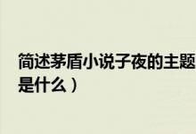 简述茅盾小说子夜的主题思想（茅盾(子夜)结构特点和线索是什么）
