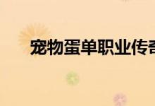 宠物蛋单职业传奇（传奇宠物蛋版本）