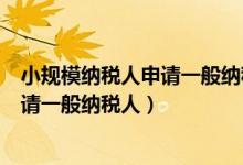 小规模纳税人申请一般纳税人申请书（小规模纳税人如何申请一般纳税人）