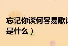 忘记你谈何容易歌词（忘记你谈何容易的歌名是什么）