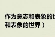 作为意志和表象的世界谁的译本好（作为意志和表象的世界）