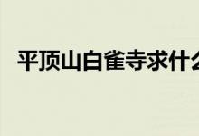 平顶山白雀寺求什么最灵（平顶山白雀寺）