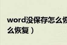 word没保存怎么恢复2007（word没保存怎么恢复）