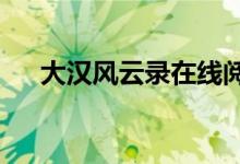 大汉风云录在线阅读（大汉风云录txt）