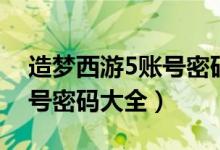 造梦西游5账号密码大全满级（造梦西游5账号密码大全）