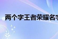 两个字王者荣耀名字（杨幂王者荣耀名字）
