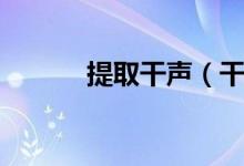 提取干声（干声和是什么意思）