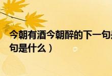 今朝有酒今朝醉的下一句是什么梗（今朝有酒今朝醉的下一句是什么）