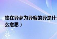 独在异乡为异客的异是什么部首（独在异乡为异客的异是什么意思）