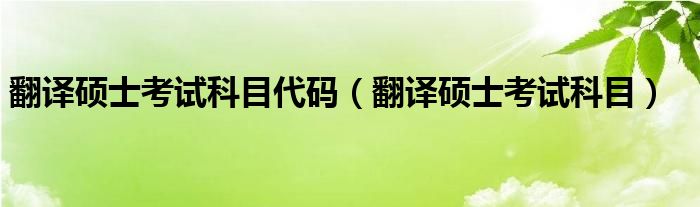 翻译硕士考试科目代码（翻译硕士考试科目）