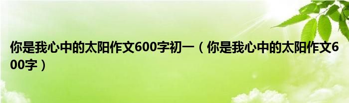 你是我心中的太阳作文600字初一（你是我心中的太阳作文600字）