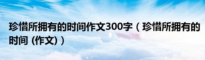 珍惜所拥有的时间作文300字（珍惜所拥有的时间 (作文)）