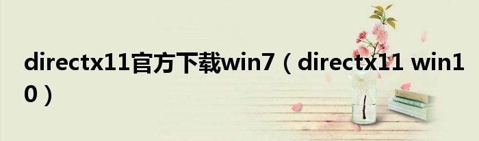 directx11官方下载win7（directx11 win10）