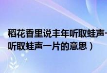 稻花香里说丰年听取蛙声一片的意思20字（稻花香里说丰年听取蛙声一片的意思）