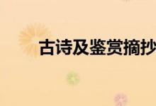 古诗及鉴赏摘抄（古诗摘抄加赏析）