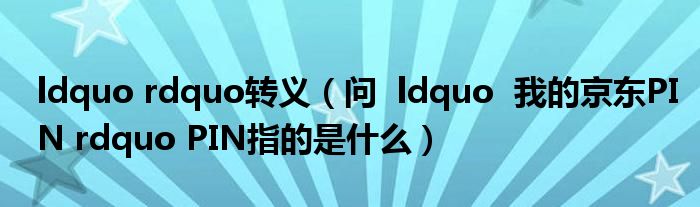 ldquo rdquo转义（问  ldquo  我的京东PIN rdquo PIN指的是什么）