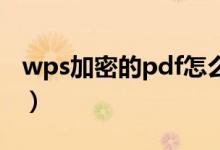 wps加密的pdf怎么解除密码保护（wps加密）