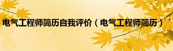 电气工程师简历自我评价（电气工程师简历）