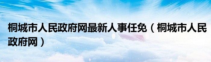 桐城市人民政府网最新人事任免（桐城市人民政府网）