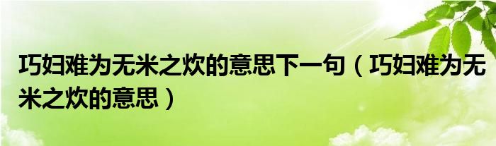 巧妇难为无米之炊的意思下一句（巧妇难为无米之炊的意思）