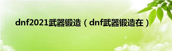 dnf2021武器锻造（dnf武器锻造在）