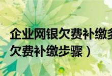 企业网银欠费补缴多久可以用（建行企业网银欠费补缴步骤）