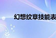 幻想纹章技能表（幻想纹章出招表）