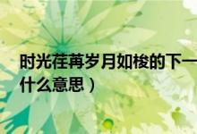 时光荏苒岁月如梭的下一句是什么（时光荏苒 岁月如梭 是什么意思）