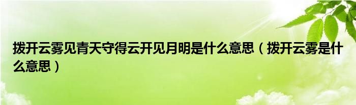 拨开云雾见青天守得云开见月明是什么意思（拨开云雾是什么意思）