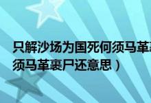 只解沙场为国死何须马革裹尸还谁写的（只解沙场为国死何须马革裹尸还意思）