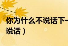你为什么不说话下一句歌词是啥（你为什么不说话）