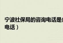 宁波社保局的咨询电话是多少（宁波社保局 宁波社会保障局电话）
