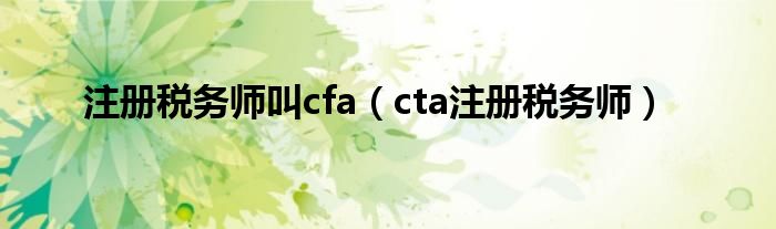 注册税务师叫cfa（cta注册税务师）
