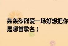 轰轰烈烈爱一场好想把你留身旁是什么歌（好想你 好想你 是哪首歌名）