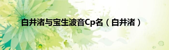 白井渚与宝生波音Cp名（白井渚）