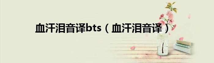 血汗泪音译bts（血汗泪音译）