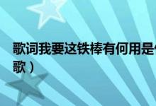歌词我要这铁棒有何用是什么歌（我要这铁棒有何用是什么歌）