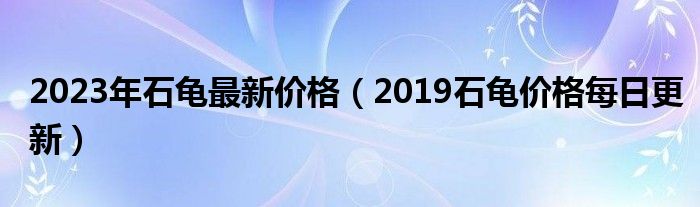 2023年石龟最新价格（2019石龟价格每日更新）