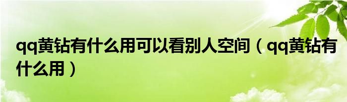 qq黄钻有什么用可以看别人空间（qq黄钻有什么用）