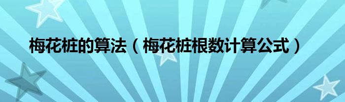 梅花桩的算法（梅花桩根数计算公式）