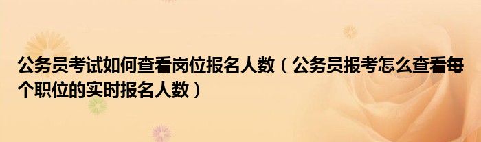 公务员考试如何查看岗位报名人数（公务员报考怎么查看每个职位的实时报名人数）