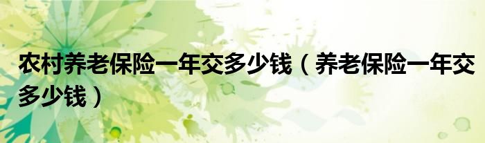 农村养老保险一年交多少钱（养老保险一年交多少钱）