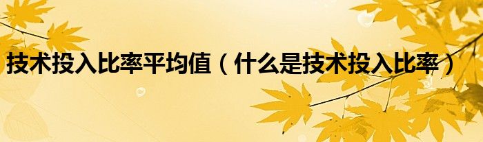 技术投入比率平均值（什么是技术投入比率）