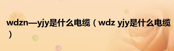 wdzn—yjy是什么电缆（wdz yjy是什么电缆）