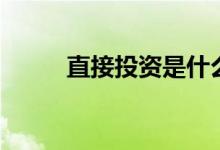 直接投资是什么意思（直接投资）