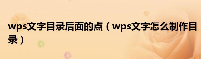 wps文字目录后面的点（wps文字怎么制作目录）