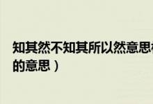 知其然不知其所以然意思相近的寓言（知其然不知其所以然的意思）