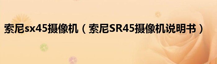 索尼sx45摄像机（索尼SR45摄像机说明书）